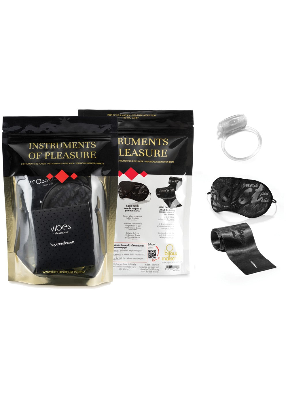Coffret Plaisir - Masque, liens sensuels, cockring, dosette