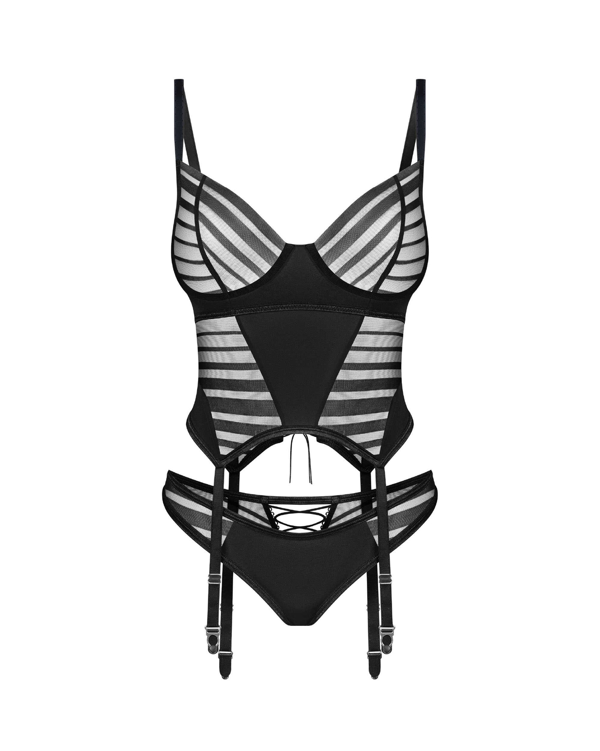 Lune Bellis corset et string - Noirs