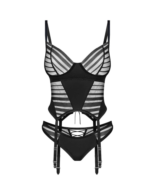 Lune Bellis corset et string - Noirs